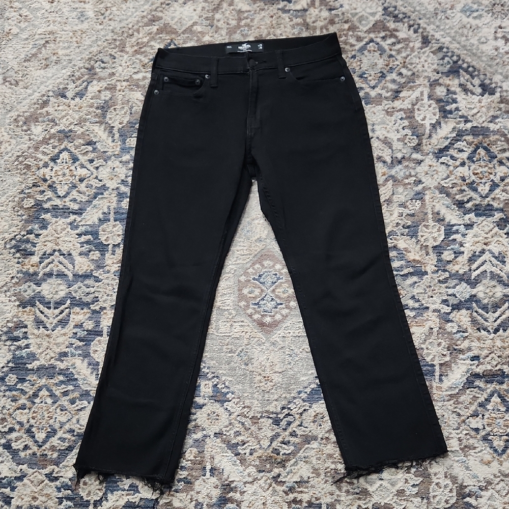 Hollister Boot Cut Black Hawhem  Jeans Self Cut Hem